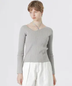 Вязаный топ с вырезом на шее Loveless, цвет Gray