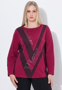 Топ Ulla Popken Long sleeved top, Burgundy/Bordeaux