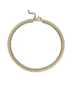 Двухцветное цепочное текстурированное ожерелье из 14-каратного золота Macy'S, gold