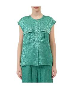 Топ без рукавов с леопардовым принтом Just Cavalli, зеленый