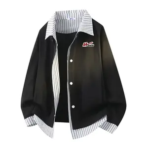 Рубашка Unisex Lapel Moderate Mock Two Piece WARRIOR, черный (diy badge)