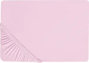 Простыня на резинке BELIANI, розовый хлопок, 140 x 200 см, с высоким карманом, эластичная резинка, высота кармана 30 см, современный, для матраса, аксессуар для спальни Beliani