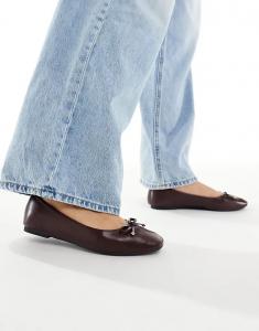 Балетки New Look с бантом из искусственной кожи бордового цвета