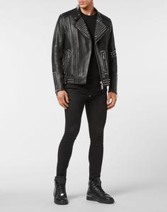 Кожаные байкерские заклепки Philipp Plein, черный