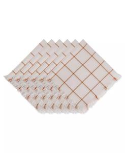 Салфетка в клетку с бахромой, набор из 6 шт Design Imports, желтый