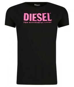 Футболка для девочек Diesel с контрастной надписью, черный