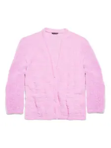Кардиган с искусственным мехом и жаккардовым логотипом BALENCIAGA, розовый