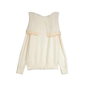 XU ZHI Вязаный топ для женщин с лодочкой и умеренной асимметрией ELLE, экрю