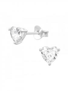 Alexander York Серьги-гвоздики в форме сердца с цирконием, серебро 925 пробы, комплект из 2 штук