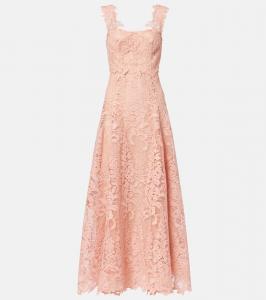 Коктейльное платье из гипюрного кружева Oscar de la Renta, Peach