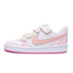 Nike Court Borough Peach Unicorn Slip Resistant Cushioning Abrasion Resistant Low top Kids' Skateboarding Shoes Pink