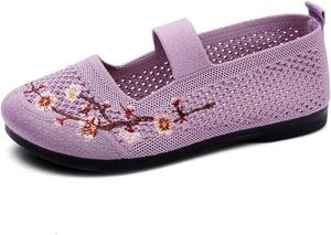 Женские повседневные туфли с вышивкой, дышащие, на плоской подошве, удобные для ежедневной носки, универсальный дизайн для джинсов и свободной одежды, на все сезоны Generic, Purple