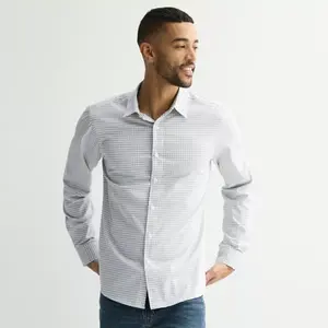 Мужская облегающая рубашка с длинным рукавом и принтом Sonoma Goods For Life, цвет gingham white lilac