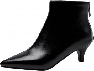 Женская мода LYYSKY, короткие ботильоны с заостренным носком, средний каблук 5,5 см, лаконичные ботинки до щиколотки, модель 168-4-109-1, размеры US4-US15, Black(168-1)
