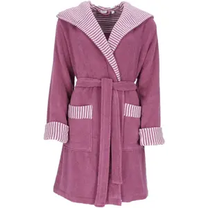 Женский халат Day, идеально для сауны и спа, гостиничный халат, утренний халат с поясом, 1 шт., с капюшоном, с полосатыми акцентами и вышивкой логотипа, короткий Esprit, Blackberry