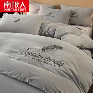 Antarctic Комплект постельного белья 1,8 м: простыня на резинке, пододеяльник 200x230 см, двусторонний молочный велюр, тёплый, антистатичный, Yumeng-Shanhuai