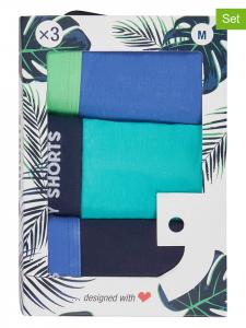 Happy Shorts Комплект из 3 штук: боксерские шорты темно-синего/синего/бирюзового цвета