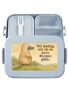 Mr. & Mrs. Panda Ланчбокс с изображением утконоса и надписью пастельно-голубого цвета