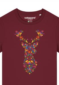 Футболка с принтом FLORAL DEER watapparel, темно-красный