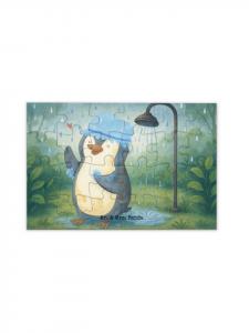 Mr. & Mrs. Panda Дизайн душевой кабины с изображением пингвина-головоломки в белом цвете