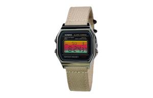 CASIO Мужские часы Retrofit Series с кварцевым механизмом и нейлоновым ремешком, черный циферблат