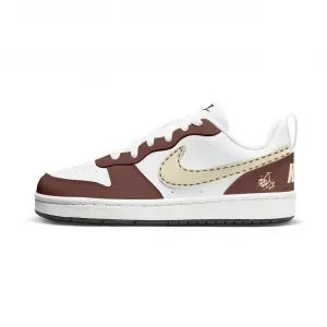 Nike Детские низкие скейтбордистские кроссовки Court Borough Cherry Bomb из синтетической кожи, износостойкие, белые, красные, желтые