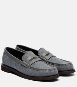 Лоферы с отделкой из кожи Monili Brunello Cucinelli, Medium Grey