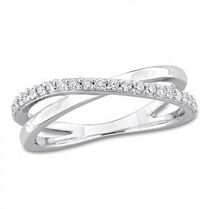 Кольцо с муассанитом DEW 1/4 карата, перекрещивающимися бусинами, стерлинговое серебро Eternally Yours, белый