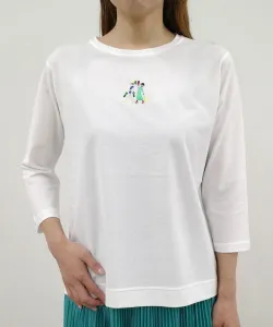 Пуловер из 100% хлопка с УФ-защитной вышивкой Studio Picone, цвет White(090)