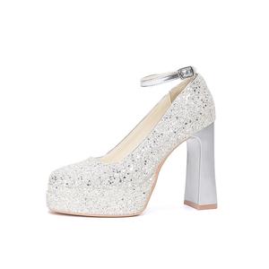 Zubumei Женские туфли на платформе с массивным каблуком 11 см серебристые, цвет Silver