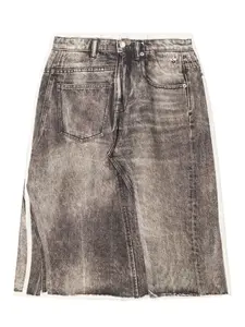 Джинсовая юбка миди А-силуэта с бахромой Tory Burch, коричневый