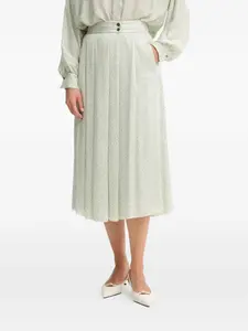 Плиссированная миди-юбка на пуговицах Forte Forte, зеленый