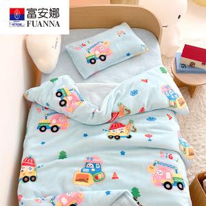 Fuanna Комплект детского постельного белья из 3 предметов (пододеяльник 120х150 см, наволочка 60х135 см), молочный вельвет, утолщенный, антистатик, цвет Geshixiaoxiong