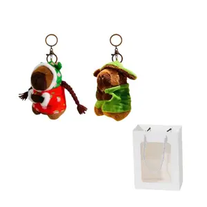 Длинная коса капибара с большим цветочным нарядом кукла плюш подвеска 13см высота CHONGRONGLIANYU