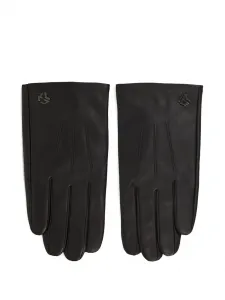 Кожаные перчатки с логотипом Karl Lagerfeld Jeans, черный