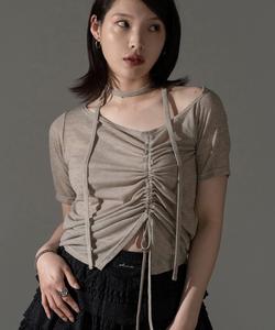 Топ с открытыми плечами и завязками Apres Jour Mignon, бежевый