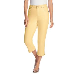 Женщина в женских джинсах-капри стрейч больших размеров Woman Within, цвет Banana