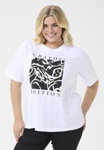 Футболка Kaffe Curve KCVIVA, Optical White Graphic Square/White