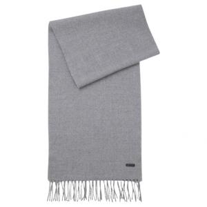 Шарф с бахромой и нашивкой с логотипом Hugo Boss, серый