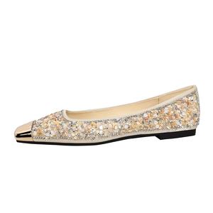 QITUMAUL Женские повседневные туфли Women's Gold - абрикосовые [высота каблука 1 см], цвет Apricot[Heel Height 1cm]