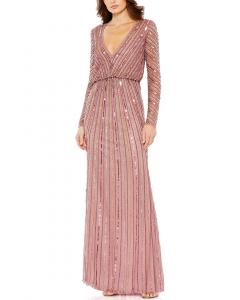 Макугалл Стразовое платье-колонна с V-образным вырезом Mac Duggal, розовый