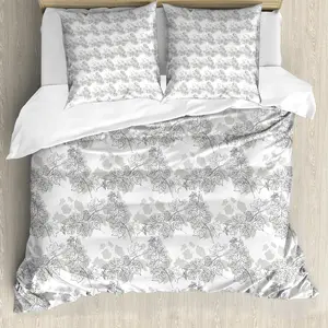 Пододеяльник ABAKUHAUS серый, с дисковыми спиральными узорами, с защитой от клещей, подходит для аллергиков с наволочками, 200 см x 200 см - 80 x 80 см, белый Гейнсборо Abakuhaus