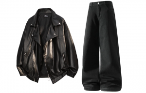 Повседневная спортивная одежда Unisex с лацканом Lapel Moderate X1617, top черный jacket+pants черный