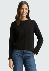Джемпер TOM TAILOR PULLOVER CROPPED MIT STEHKRAGEN, Deep Black/Black