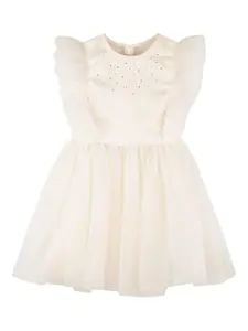 Декорированное платье с оборками на рукавах Billieblush, нейтральный