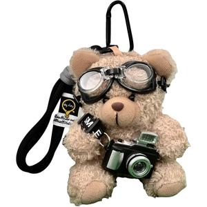 Плюшевый кулон Pilot Bear Dolls высотой 11 см ROUERXIONG, Shimmery Cameras Bear