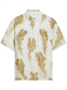 Шелковая рубашка с принтом DRIES VAN NOTEN, желтый