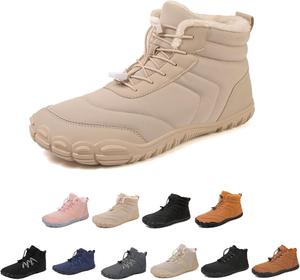Сапоги для ходьбы по снегу босиком для женщин и мужчин, зимние утепленные водонепроницаемые кроссовки с противоскользящей подошвой, широкая носочная часть, ботильоны на щиколотку с меховой подкладкой, для пеших прогулок и походов, унисекс Generic, A-Beige