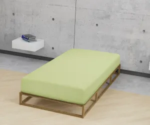 Простынь Biberna на подгонке " Thea в размере. 90х220, 140х220 или 180х220 см", из хлопка, для матрасов высотой до 25 см, простынь плоская, простыня на подгонке 120-130х200-220 см, 1 шт., фисташковый