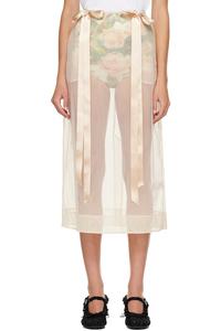 Simone Rocha Бежевая полупрозрачная юбка-карандаш с бантом и лентой